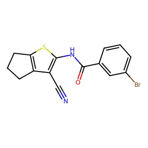 3-bromo-N-(3-cyano-5,6-dihydro-4H-cyclopenta[b]thiophen-2-yl)benzamide structure