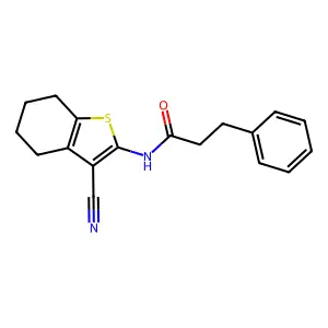 N-(3-cyano-4,5,6,7-tetrahydro-1-benzothiophen-2-yl)-3-phenylpropanamide structure