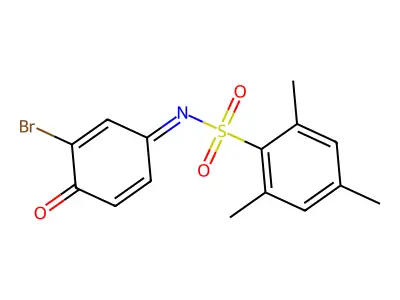N-(3-bromo-4-oxocyclohexa-2,5-dien-1-ylidene)-2,4,6-trimethylbenzenesulfonamide structure