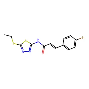 (E)-3-(4-bromophenyl)-N-(5-ethylsulfanyl-1,3,4-thiadiazol-2-yl)prop-2-enamide structure