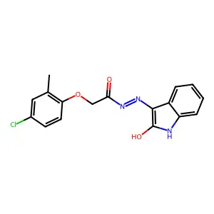 2-(4-chloro-2-methylphenoxy)-N'-[(3E)-2-oxo-1,2-dihydro-3H-indol-3-ylidene]acetohydrazide structure