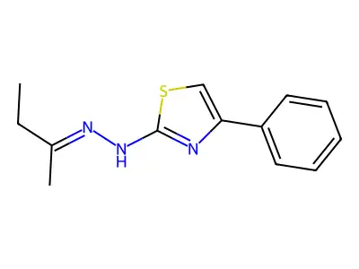 N-(butan-2-ylideneamino)-4-phenyl-1,3-thiazol-2-amine structure
