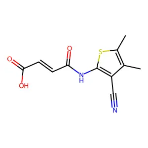 (E)-4-((3-cyano-4,5-dimethylthiophen-2-yl)amino)-4-oxobut-2-enoic acid structure
