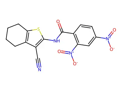 N-(3-cyano-4,5,6,7-tetrahydro-1-benzothiophen-2-yl)-2,4-dinitrobenzamide structure