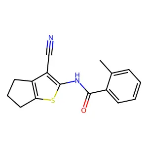 N-(3-cyano-5,6-dihydro-4H-cyclopenta[b]thiophen-2-yl)-2-methylbenzamide structure