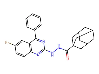 N'-(6-bromo-4-phenylquinazolin-2-yl)adamantane-1-carbohydrazide structure