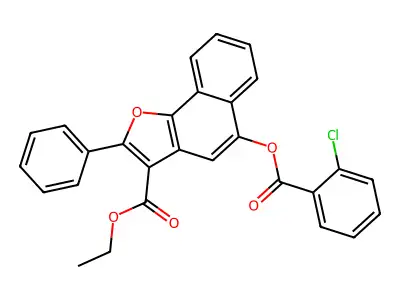 Ethyl 5-((2-chlorobenzoyl)oxy)-2-phenylnaphtho[1,2-b]furan-3-carboxylate structure