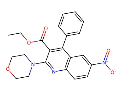 Ethyl 2-morpholin-4-yl-6-nitro-4-phenylquinoline-3-carboxylate structure