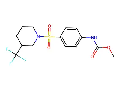 Methyl (4-((3-(trifluoromethyl)piperidin-1-yl)sulfonyl)phenyl)carbamate structure