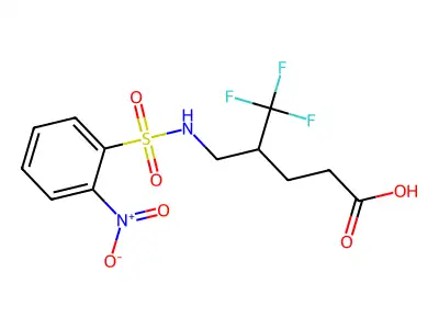 5,5,5-Trifluoro-4-[[[(2-nitrophenyl)sulfonyl]amino]methyl]pentanoic acid structure