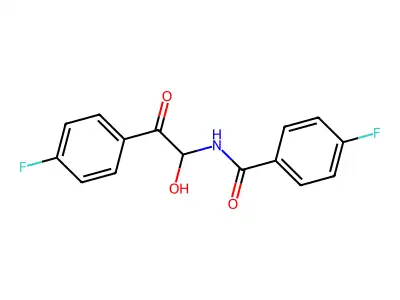 4-fluoro-N-[2-(4-fluorophenyl)-1-hydroxy-2-oxoethyl]benzamide structure