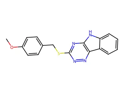 3-((4-Methoxybenzyl)sulfanyl)-5H-(1,2,4)triazino[5,6-b]indole structure