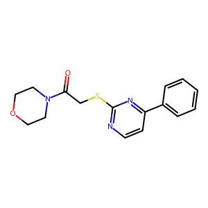 1-Morpholin-4-yl-2-(4-phenylpyrimidin-2-yl)sulfanylethanone structure