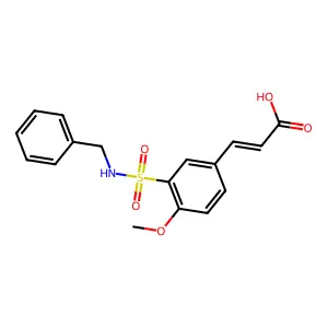 (2E)-3-[3-(benzylsulfamoyl)-4-methoxyphenyl]prop-2-enoic acid structure