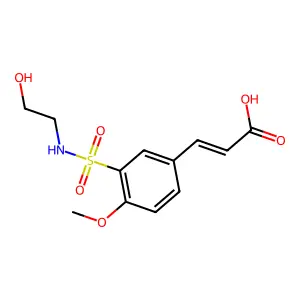 (E)-3-(3-(N-(2-hydroxyethyl)sulfamoyl)-4-methoxyphenyl)acrylic acid structure