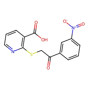 2-[[2-(3-Nitrophenyl)-2-oxoethyl]thio]-3-pyridinecarboxylic acid structure