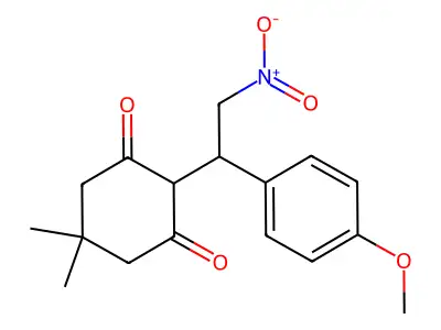 2-[1-(4-Methoxyphenyl)-2-nitroethyl]-5,5-dimethylcyclohexane-1,3-dione structure