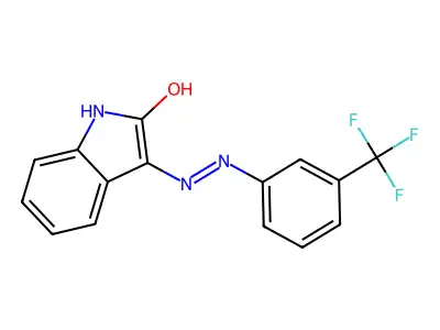 1H-indole-2,3-dione 3-{N-[3-(trifluoromethyl)phenyl]hydrazone} structure