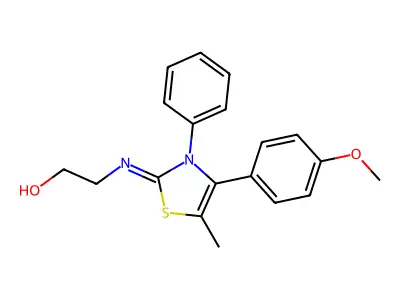 (Z)-2-((4-(4-methoxyphenyl)-5-methyl-3-phenylthiazol-2(3H)-ylidene)amino)ethanol structure