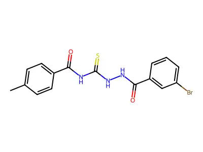 N-(2-(3-bromobenzoyl)hydrazinecarbonothioyl)-4-methylbenzamide structure