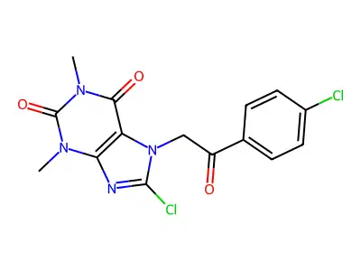 8-Chloro-7-[2-(4-chlorophenyl)-2-oxoethyl]-1,3-dimethylpurine-2,6-dione structure