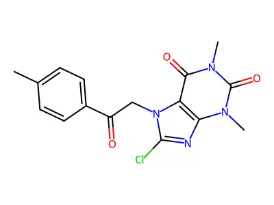8-chloro-1,3-dimethyl-7-(2-oxo-2-(p-tolyl)ethyl)-1H-purine-2,6(3H,7H)-dione structure