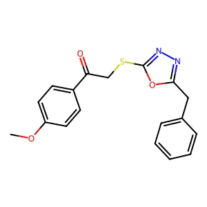 2-(5-Benzyl-[1,3,4]oxadiazol-2-ylsulfanyl)-1-(4-methoxy-phenyl)-ethanone structure