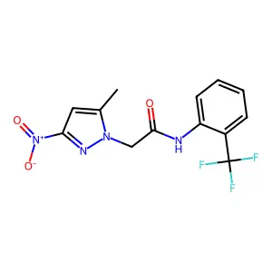 2-(5-methyl-3-nitro-1H-pyrazol-1-yl)-N-(2-(trifluoromethyl)phenyl)acetamide structure
