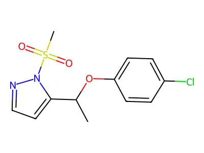 4-chlorophenyl 1-[1-(methylsulfonyl)-1H-pyrazol-5-yl]ethyl ether structure