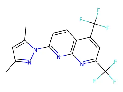 7-(3,5-Dimethyl-1H-pyrazol-1-yl)-2,4-bis(trifluoromethyl)-1,8-naphthyridine structure