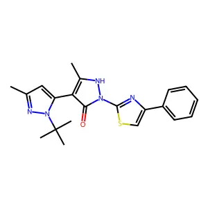 1-(4-Phenyl-2-thiazolyl)-1-tert-butyl-3,3'-dimethyl-5-hydroxy[4,5']-bipyrazol structure