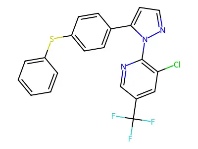 3-chloro-2-{5-[4-(phenylsulfanyl)phenyl]-1H-pyrazol-1-yl}-5-(trifluoromethyl)pyridine structure