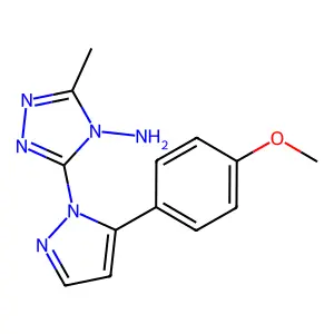 3-[5-(4-methoxyphenyl)-1H-pyrazol-1-yl]-5-methyl-4H-1,2,4-triazol-4-ylamine structure