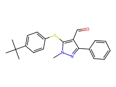 5-{[4-(tert-butyl)phenyl]sulfanyl}-1-methyl-3-phenyl-1H-pyrazole-4-carbaldehyde structure
