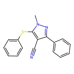 1-methyl-3-phenyl-5-(phenylsulfanyl)-1H-pyrazole-4-carbonitrile structure