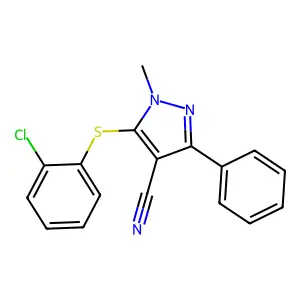 5-[(2-chlorophenyl)sulfanyl]-1-methyl-3-phenyl-1H-pyrazole-4-carbonitrile structure