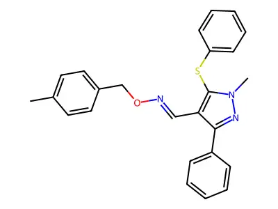 1-methyl-3-phenyl-5-(phenylsulfanyl)-1H-pyrazole-4-carbaldehyde O-(4-methylbenzyl)oxime structure