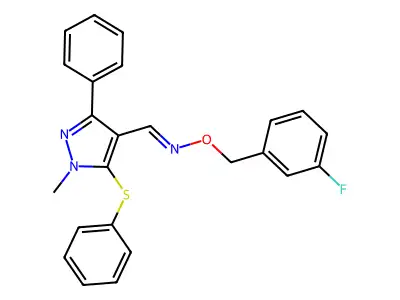 1-methyl-3-phenyl-5-(phenylsulfanyl)-1H-pyrazole-4-carbaldehyde O-(3-fluorobenzyl)oxime structure