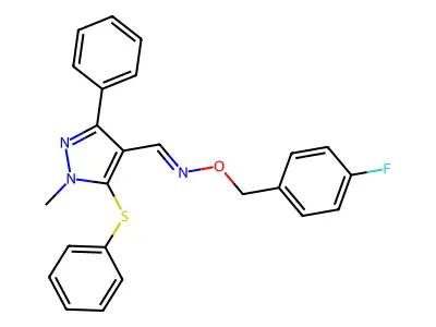 1-methyl-3-phenyl-5-(phenylsulfanyl)-1H-pyrazole-4-carbaldehyde O-(4-fluorobenzyl)oxime structure