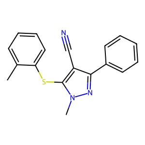 1-methyl-5-[(2-methylphenyl)sulfanyl]-3-phenyl-1H-pyrazole-4-carbonitrile structure