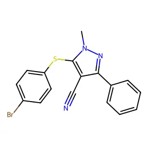 5-[(4-bromophenyl)sulfanyl]-1-methyl-3-phenyl-1H-pyrazole-4-carbonitrile structure