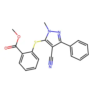 methyl 2-[(4-cyano-1-methyl-3-phenyl-1H-pyrazol-5-yl)sulfanyl]benzenecarboxylate structure