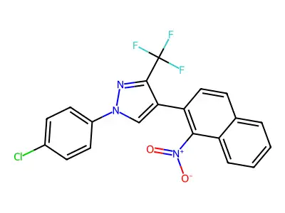 1-(4-chlorophenyl)-4-(1-nitronaphthalen-2-yl)-3-(trifluoromethyl)-1H-pyrazole structure