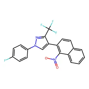 1-(4-fluorophenyl)-4-(1-nitronaphthalen-2-yl)-3-(trifluoromethyl)-1H-pyrazole structure