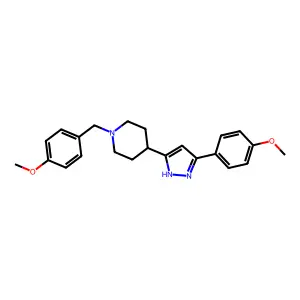 1-[(4-methoxyphenyl)methyl]-4-[3-(4-methoxyphenyl)-1H-pyrazol-5-yl]piperidine structure