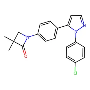 1-{4-[1-(4-chlorophenyl)-1H-pyrazol-5-yl]phenyl}-3,3-dimethyl-2-azetanone structure