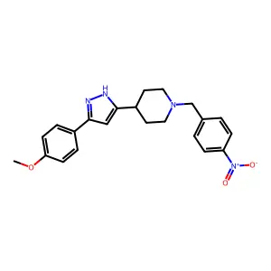 4-[3-(4-methoxyphenyl)-1H-pyrazol-5-yl]-1-[(4-nitrophenyl)methyl]piperidine structure