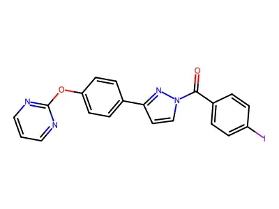 (4-iodophenyl){3-[4-(2-pyrimidinyloxy)phenyl]-1H-pyrazol-1-yl}methanone structure