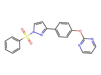 2-{4-[1-(phenylsulfonyl)-1H-pyrazol-3-yl]phenoxy}pyrimidine structure