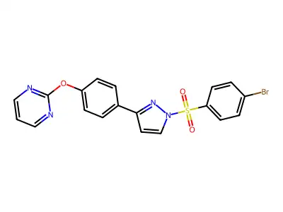 2-(4-{1-[(4-bromophenyl)sulfonyl]-1H-pyrazol-3-yl}phenoxy)pyrimidine structure